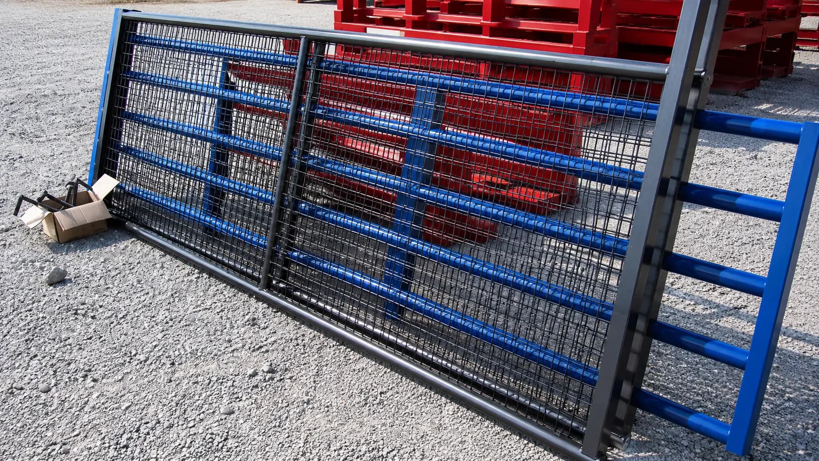 Blue steel mesh guard and enclosure panels