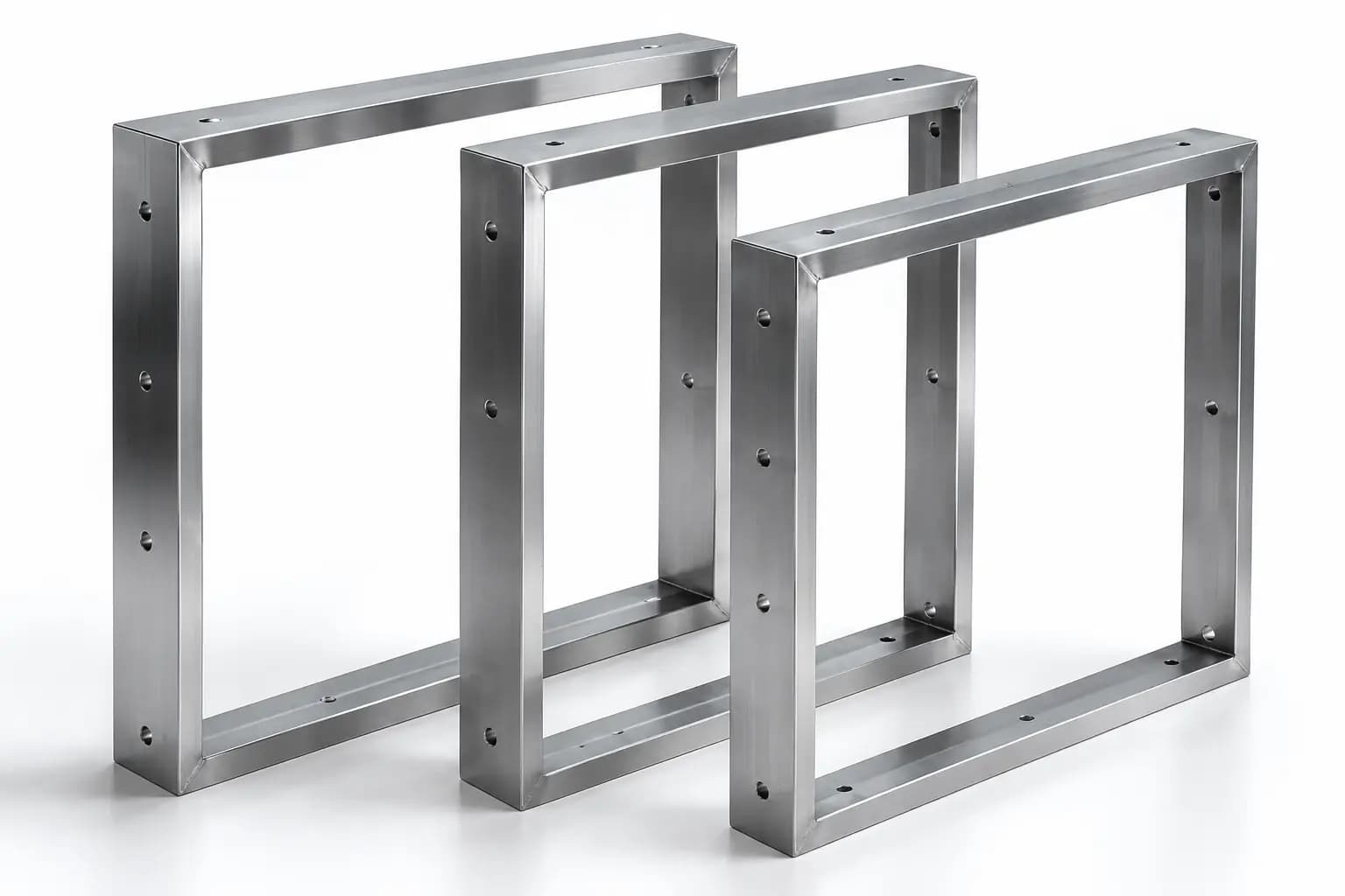 Galvanized fabricated steel frames standing in the shop