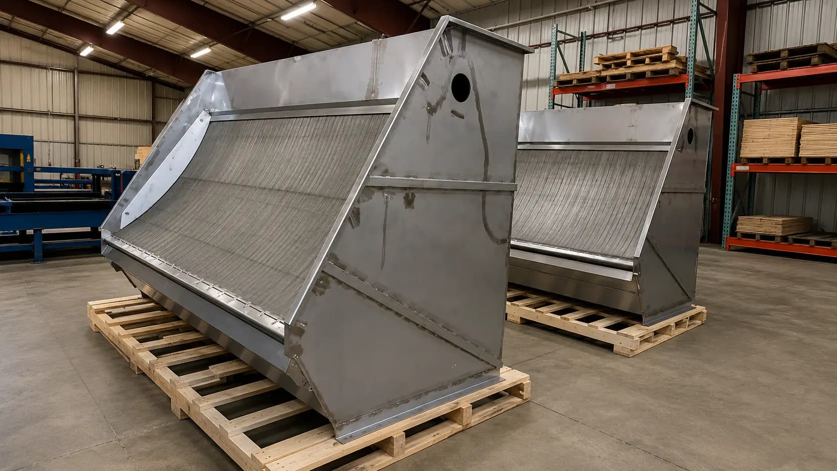 Stainless steel inclined screening unit fabricated for water treatment